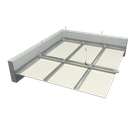 Suspended ceilings with a single sheathing of plasterboards on a double level grate