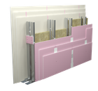 Installation on a double structure with a triple sheathing of plasterboards