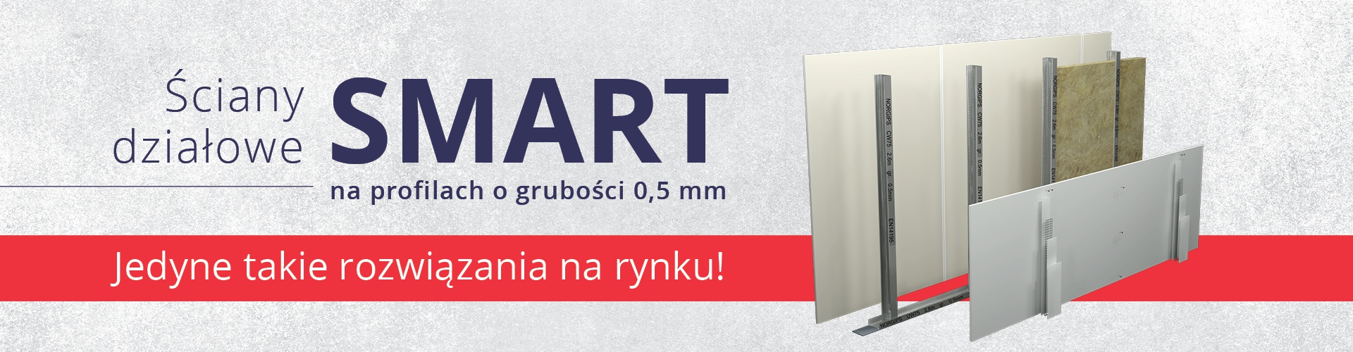 SMART PARTITIONING WALLS on 0.5 mm thick profiles - an economical NORGIPS SOLUTION