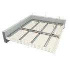 Suspended ceilings with a quadruple sheathing of plasterboards on a double level grate