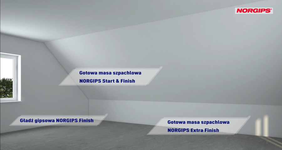 Filling the surface of plasterboards Q3 level – applying a thin finish layer of compound to the entire surface