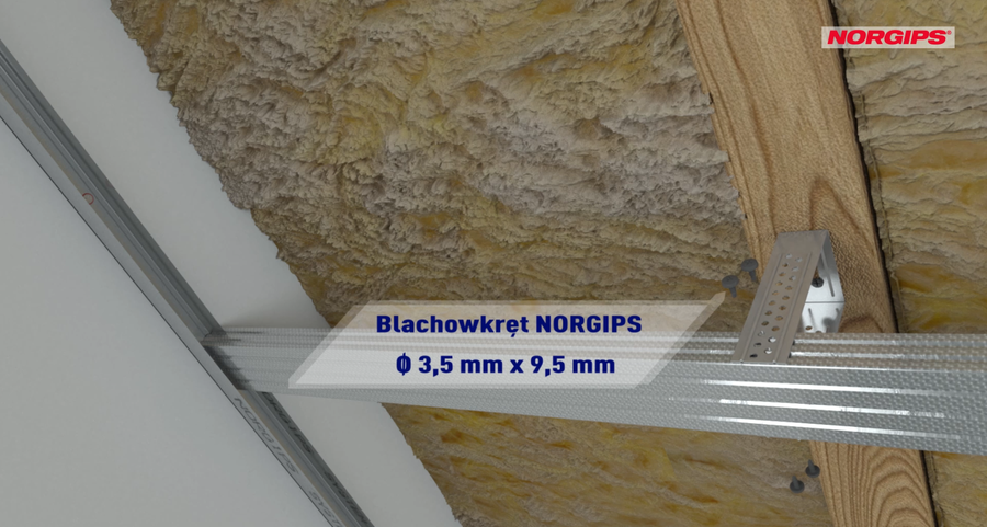 Installation of CD 60 profiles to ES type hangers